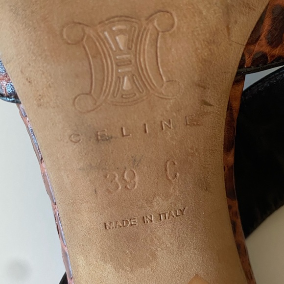 CELINE Brown Croc Print Leather High Heel Sandals SZ 39C - Picture 14 of 15